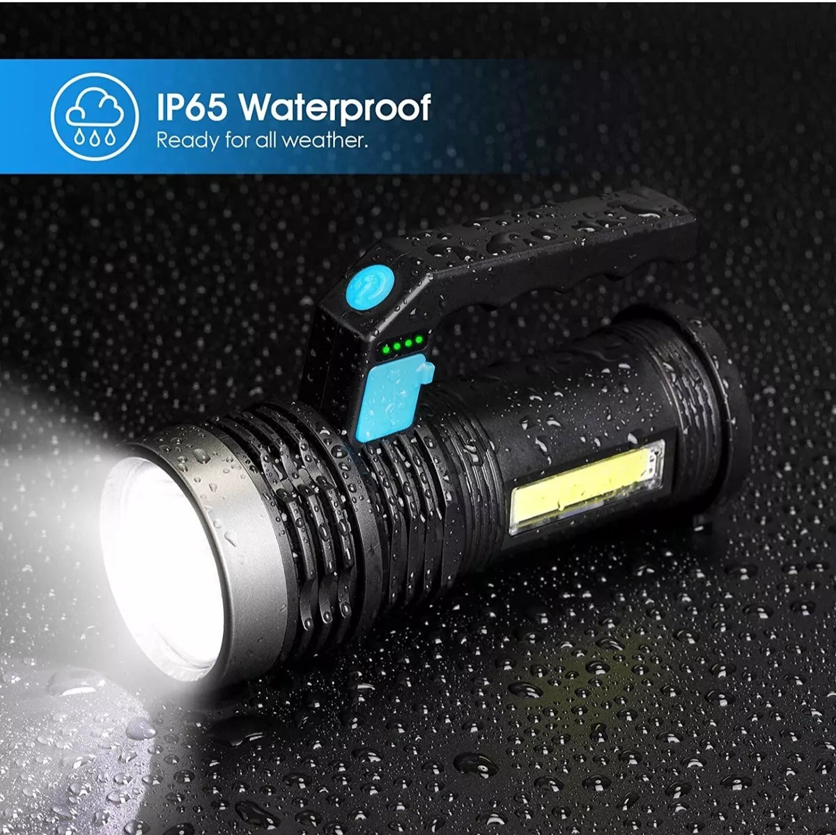 LED Torch USB Rechargeable, Super Bright Lantern Light with Handle and COB