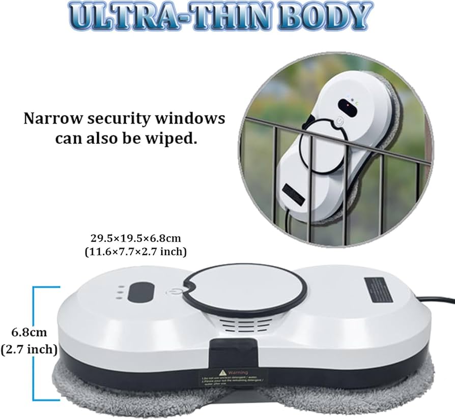 Window Cleaning Robot, Automatic Electric Robot Glass cleaner Strong Suction Smart Robot Window Cleaner, for Indoor Outdoor High Rise Windows Ceilings Black