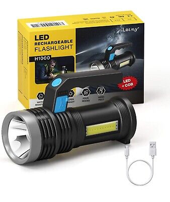 LED Torch USB Rechargeable, Super Bright Lantern Light with Handle and COB