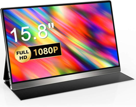 IVV Portable Monitor 15.8 Inch Portable USB C Monitor IPS Screen, 1080P Full HD Mobile Monitor with HDMI Type-C Connection, for Mobile Phone, PC, Laptop, Raspberry Pi, PS4 PS5, Xbox, Switch