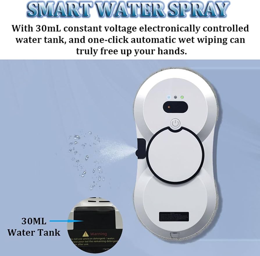 Window Cleaning Robot, Automatic Electric Robot Glass cleaner Strong Suction Smart Robot Window Cleaner, for Indoor Outdoor High Rise Windows Ceilings Black