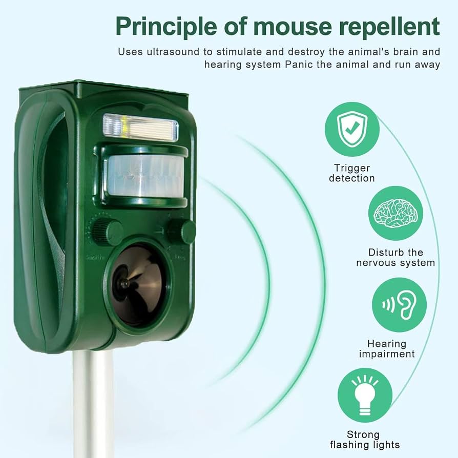 Ultrasonic Animal Repellent  with Motion Sensor Sound and LED
