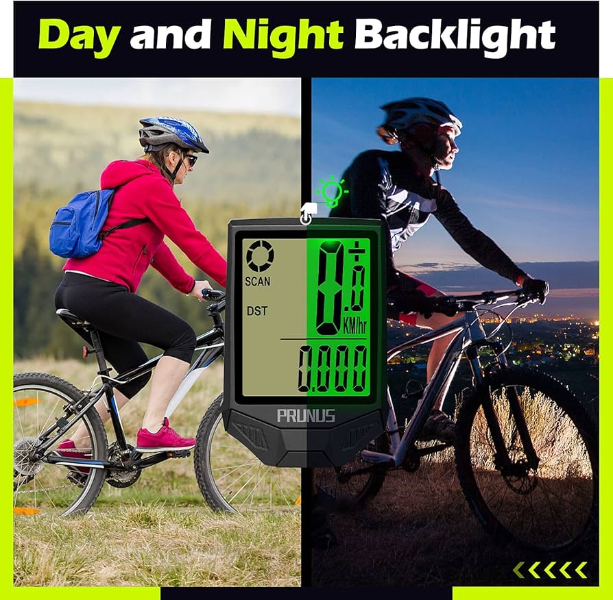 PRUNUS Cycle Computers Wireless,Waterproof Bike Computer with 20 Functions, Bike Speedometer with Auto on/off for Outdoor & Indoor Tracking