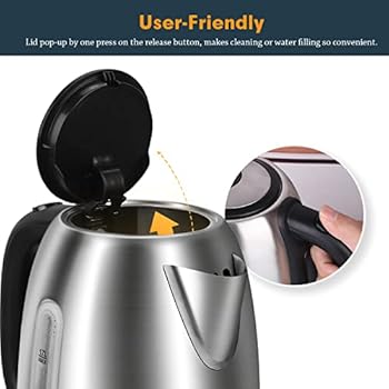 Amazon Brand – Umi Electric Kettle 2200 W Fast Boiling 1.7 Litre Cordless Kettle with Illumination LED Lighting, Strix Controller, Dry Boil Protection, Stainless Steel