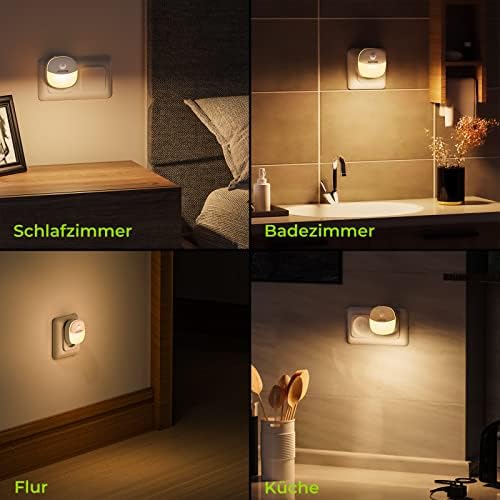 Auvon 2 Pack Night Light with Motion Sensor Adjustable with Dusk Sensor for Kids Room, Bedroom, Bathroom, Hallway, Kitchen Warm White