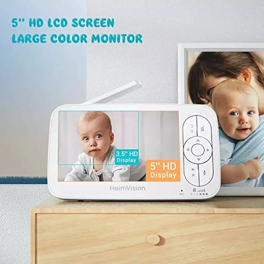 HM136 5.0 Inch Baby Monitor with Camera Wireless Video Nanny 720P HD Security Night Vision Temperature Sleep Camera