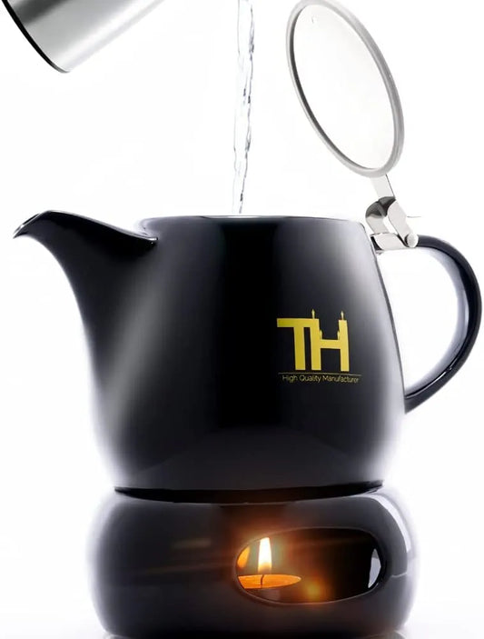 Thiru Teapot with Strainer Insert 1200 ml Drip Tea Maker (1.2 L with Warmer)