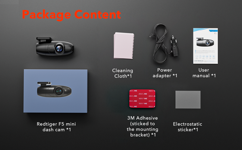 REDTIGER Dash Cam Front WiFi F5,1080P Full HD,Smart Dash Camera for Cars,360 Degree Rotation,APP Control,Loop Recording,G-Sensor,Night Vision,Parking Mode