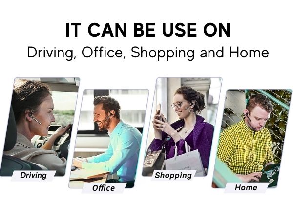 Business BT-YYK-520 Bluetooth 5.0 Headset with Mic, Wireless Ear-Hook Earphone, Mono Boom Mic, Hands-Free Noise-Cancelling, 500mAh Charging Case, Universal Fit,
