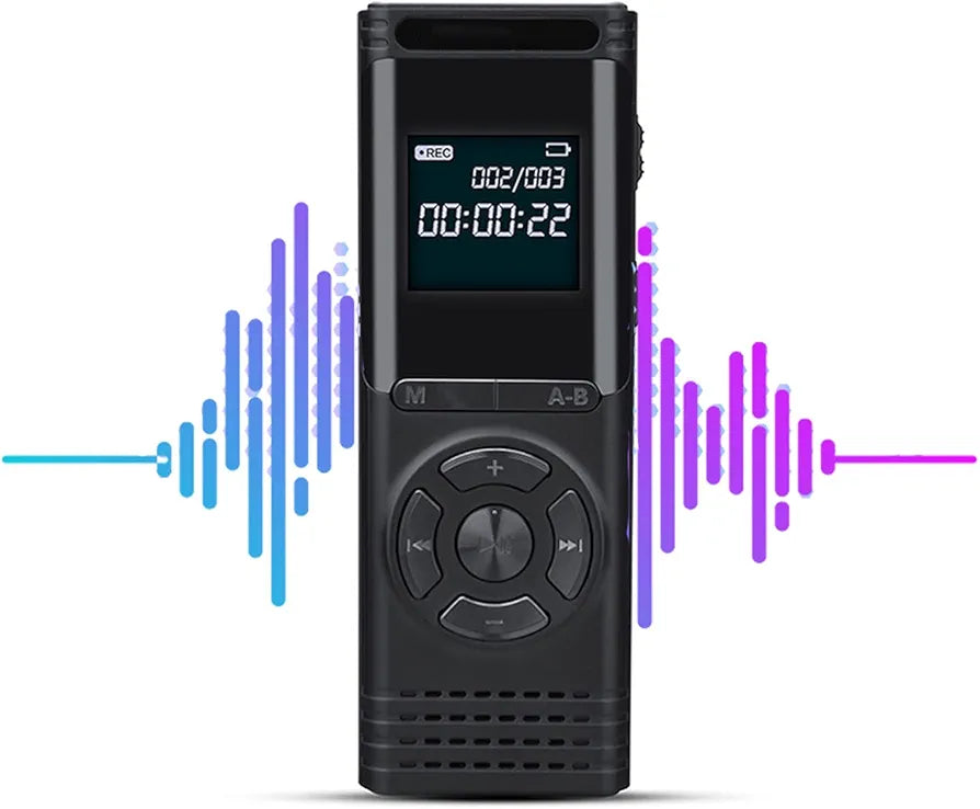 8GB Digital Voice Recorder with MP3 Player, LCD Dictaphones Easy to Use, USB Rechargeable Activated Recording, Stereo HD Recording Device, for meetings, lectures