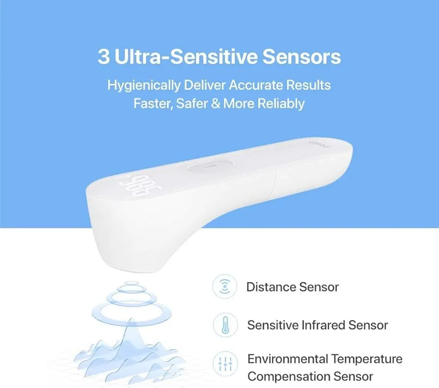 iHealth No-Touch Forehead Thermometer, Digital Infrared for Adults and Kids, Touchless Baby with 3 Ultra-sensitive Sensors(PT3)