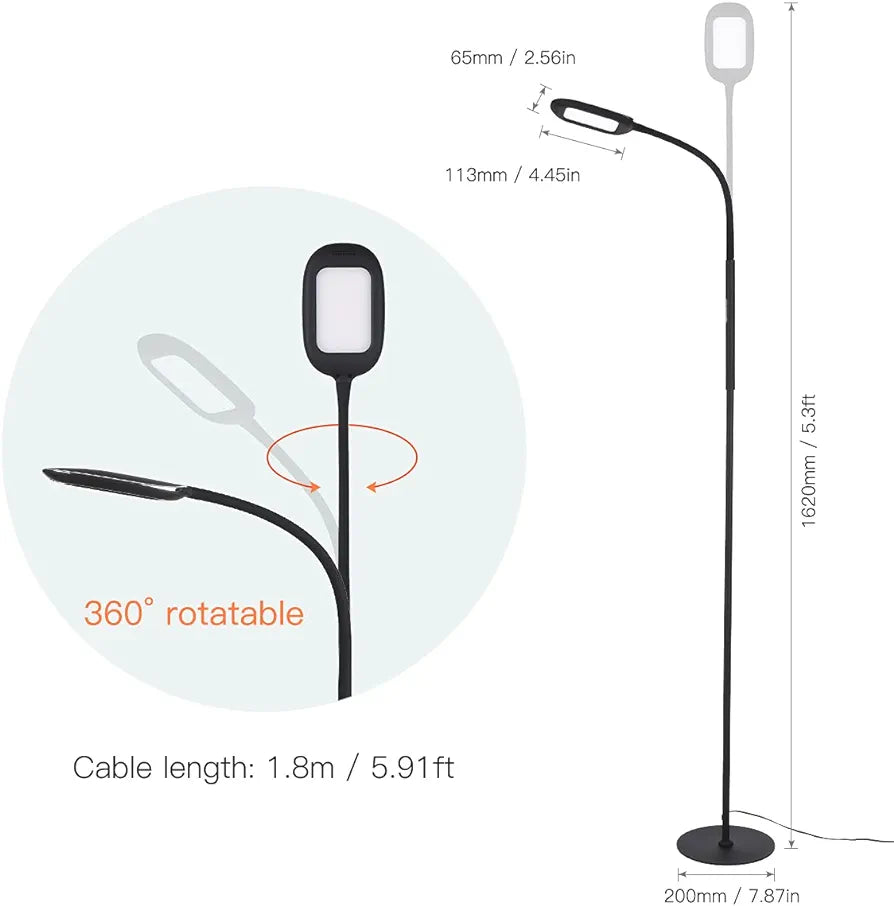 Tomshine Floor Lamp, Touch LED Floor Lamp 1500LM Stepless Dimming with Remote Control, 4 Colors