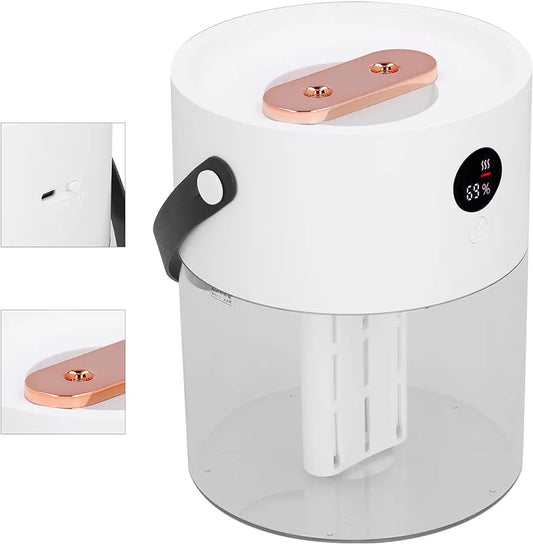Humidifier, Dual Spray Nozzle Design Two‑Stage Adjustable Intelligent Humidifier Intelligent Digital Display Current Power Large Amount of Fog, Easy to Carry for Bedroom & Large Room(White)
