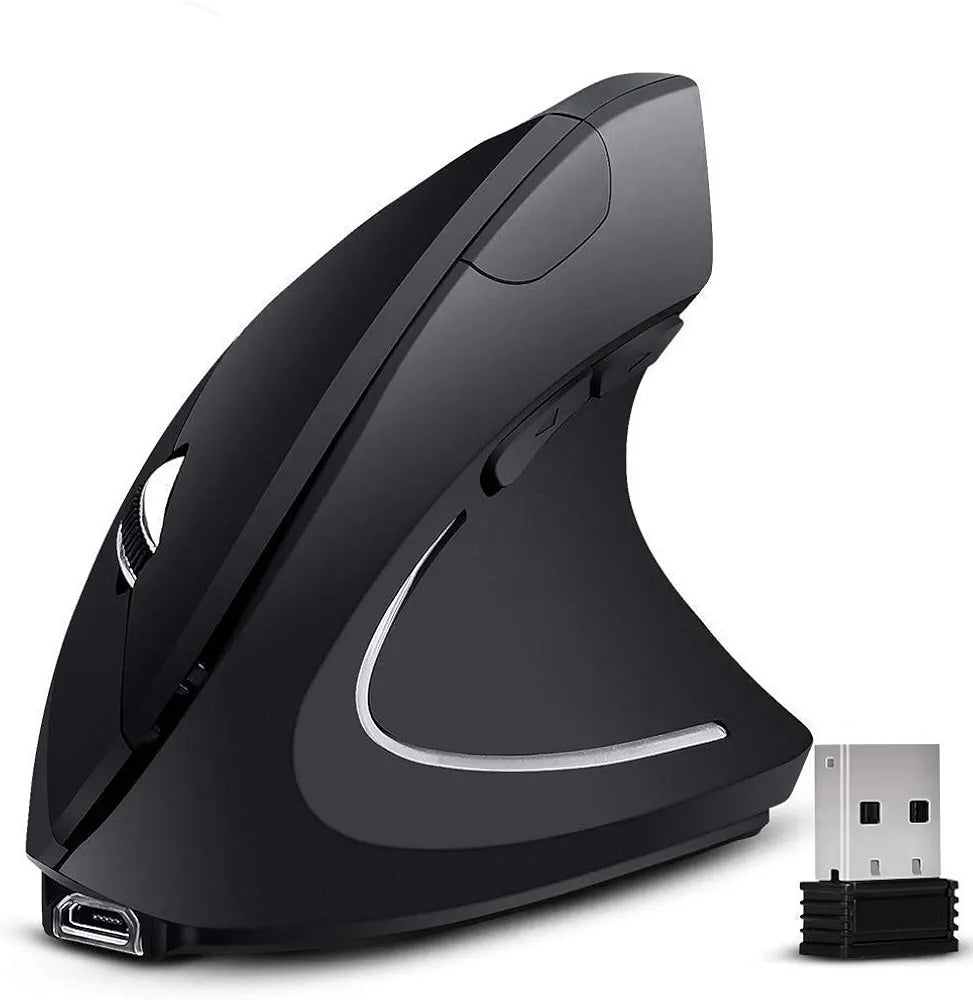 Vertical Wireless Mouse Rechargeable Ergonomic Mouse 2.4GHz Vertical Optical Mouse, Adjustable DPI 800/1200 /1600, 6 Buttons