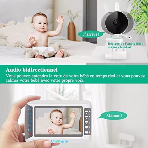 Cmonami 2.4GHz Wireless Baby Video Monitor with Camera and Audio, 4.3" Oversized LCD Screen/Two-Way Talk/Night Vision/Cradle Songs/Anti-Hack Encryption