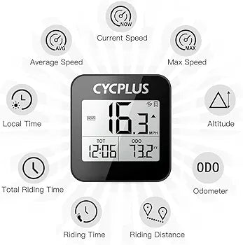 CYCPLUS GPS Bike Computer, Wireless Cycling Computer with Automatic Backlight, Bicycle Speedometer Odometer with Waterproof and Lager Battery, Provide Professional Data Analysis