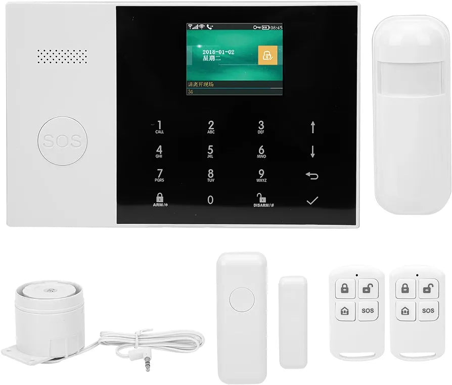 Full Touch 4.3in Color Screen WiFi GSM GPRS Wireless Anti Theft Alarm, TUYA APP Compatible, Remote Control Smart Security System