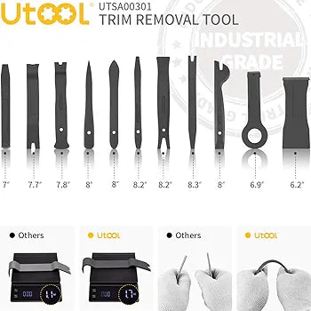 UTOOL Trim Removal Tool Kit Pro 18pcs for Auto Car Door Trim Panel Removal with Clip Fastener Remover Pliers and Radio Audio Stereo Removal Tools, Black