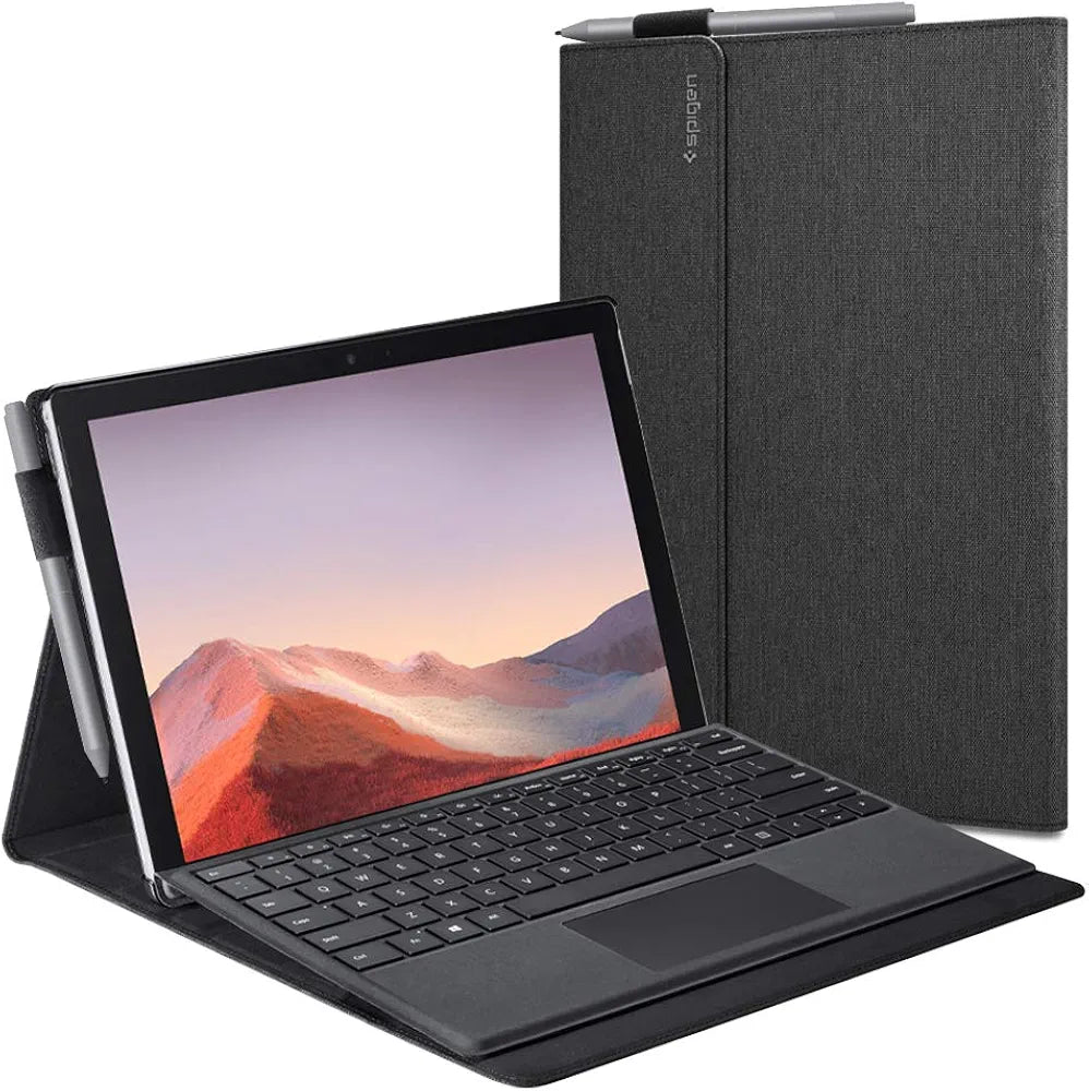 Spigen Stand Folio Designed for Microsoft Surface Pro 7 Plus/Surface Pro 7 / Surface Pro 6 Case Cover (2021/2019/2018) with Pen Holder - Charcoal Gray