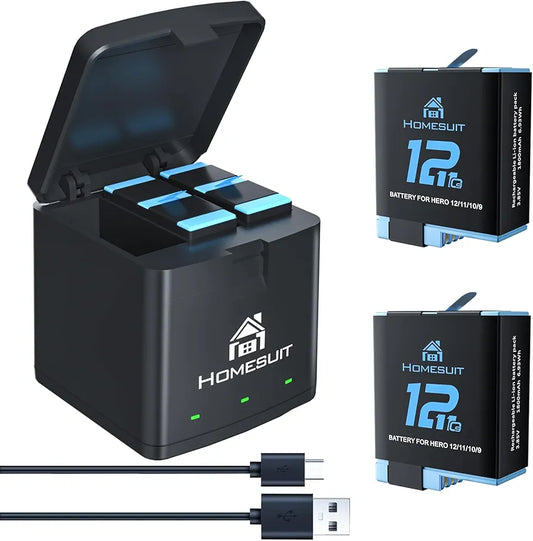 Homesuit Hero 10/9 Battery and 3-Channel LED USB Hero 10/9 Charger for GoPro Hero 10/9