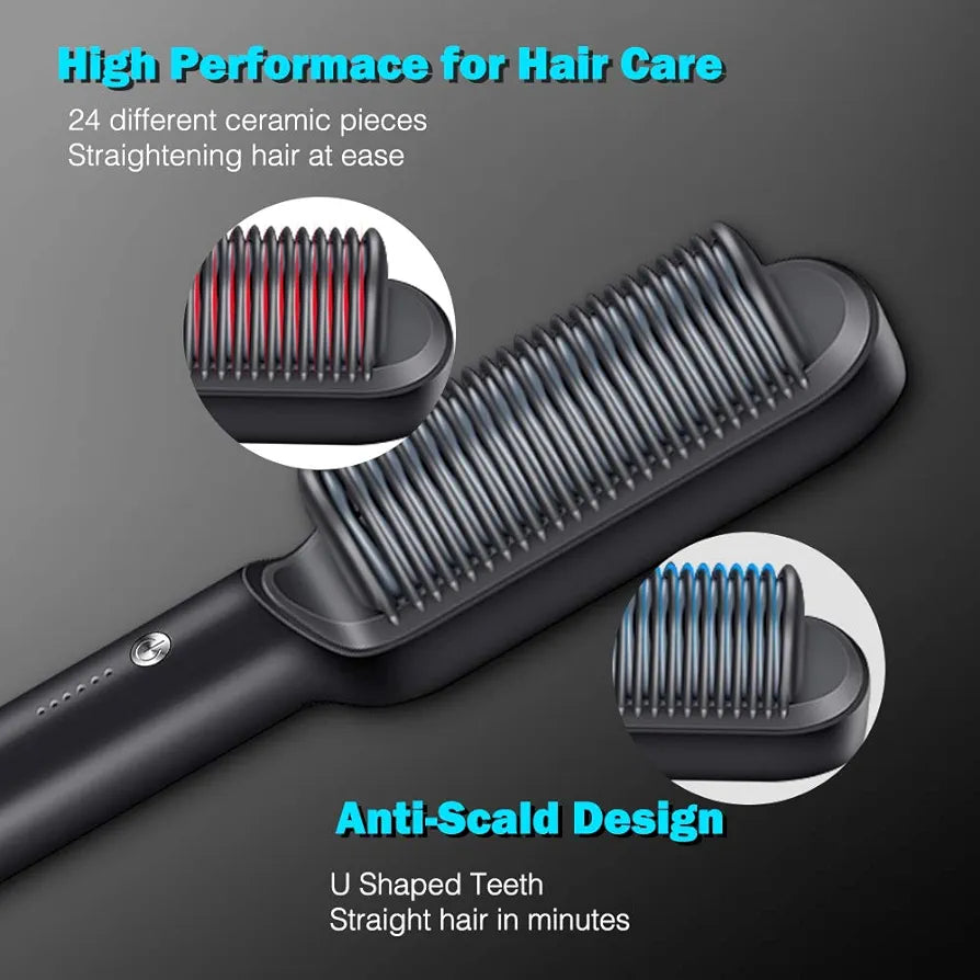 CNXUS Hair Straightener Brush, PTC Heating, Adjustable Temperature, Anti-scald, Automatically Shut Off