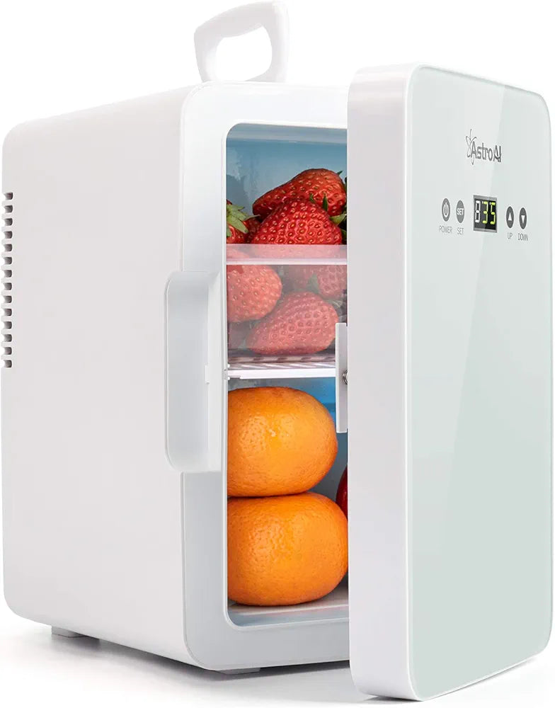 AstroAI Mini Fridge 6 Litre/8 Can Skincare Fridge for Bedroom - With Upgraded Temperature Control Panel, AC/12V DC Thermoelectric Portable Cooler and Warmer