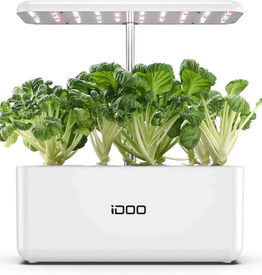 iDOO Smart Garden System, Hydroponic System with LED Grow Light, Germination Kit with Automatic Timer, Hydroponic Propagation Systems Height Adjustable, 37 cm, White (7 Pods)