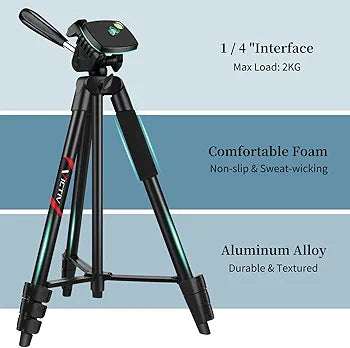 Victiv Aluminum Lightweight Smartphone Tripod for iPhone, Portable Camera DSLR/Action Camera/Samsung with Phone Holder & Control Remote Shutter