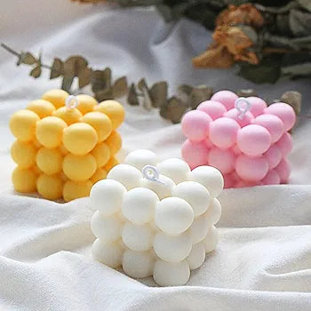 Cavity 6 Bubble Candle Mold, 3D Cube Ball Candle Mold, Silicone Mold for Homemade Soap Ornaments DIY Craft Soy Wax Candles Epoxy Resin Casting