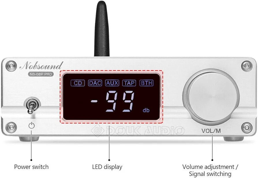 Nobsound NS-08P PRO HiFi Bluetooth 5.0 Digital Preamplifier Home Stereo Audio Preamp + IR Remote