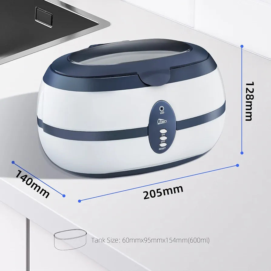 Uten Ultrasonic Cleaner 600ml Ultra Sonic Jewellery Cleaner with Cleaning Dentures Jewelry Glasses Watch Metal Coins Dentures