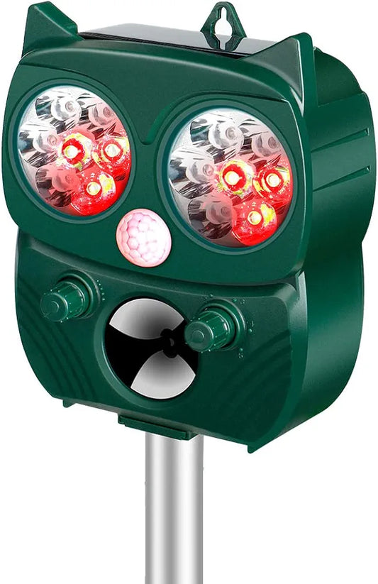 Professional Repellent, Solar Powered Ultrasonic Repellent IP66 Waterproof Adjustable Frequency to Repel 5 Adjustable Modes Animal Repeller Ultrasound Repellent (green)