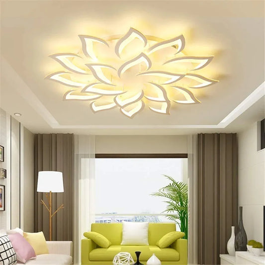 JIAODIE Dimmable LED Ceiling Light Petal Chandelier Flowers Dining Table Lamp Modern Metal Acrylic Ceiling Lamp Living Room Kitchen Bedroom Indoor Ceiling Light Lighting, 18 Heads/Diameter 120 cm/168
