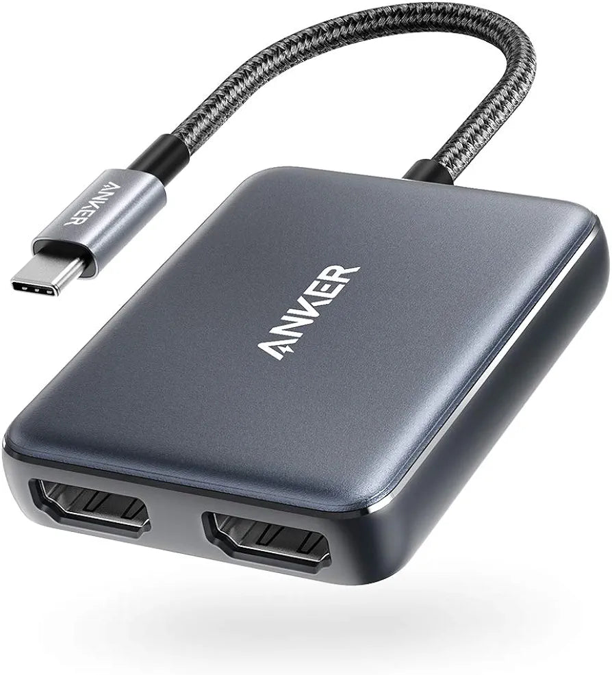 Anker USB C to Dual HDMI Adapter, Compact and Portable USB C Adapter, Supports 4K@60Hz and Dual 4K@30Hz, for MacBook/LenovoYoga/Thinkpad, XPS, and More [macOS only Support SST Mode]