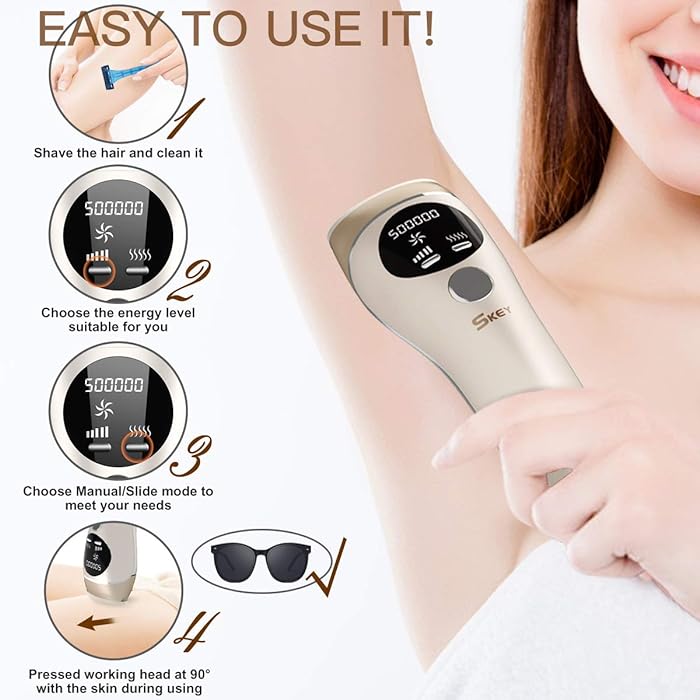 SKEY IPL Hair Removal Device System for Women Men, Laser Hair Remover Machines for Face Permanent 500,000 Flashes Painless Facial Hair Remove Unwanted Hair Armpit Bikini Line Leg Body Home Use