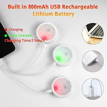 Under-Cabinet-Lights-Rechargeable-Puck-Light: LED Closet Lights with Changeable 16 Colors USB Charging Battery Lights with Timing,Dimmable Under Counter Lights for Kitchen Bedroom