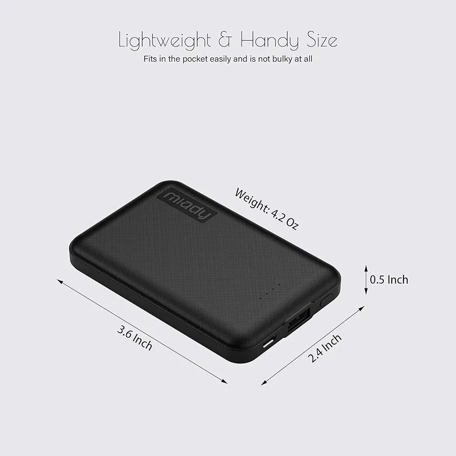 Miady 2-Pack 5000mAh Mini Portable Charger, Power Pack with 5V 2.4A USB Output, Power Bank Phone Charger for iPhone 12/13/14 Series, Android Phones and etc