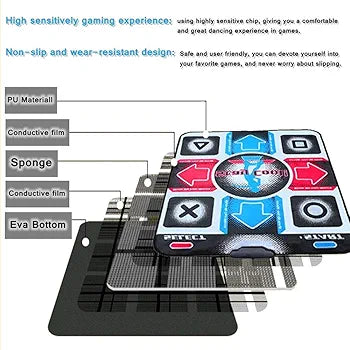 USB Dance Mat Pad, Electronic Musical Playmat Toys PC USB Dancing Mat, Padded Mat for an Arcade Feel