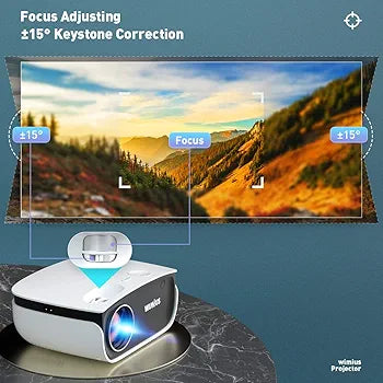 WiMiUS Mini Projector with WiFi and Bluetooth, 1080P Supported Portable Outdoor Projector, 50% Zoom & 240” Display, Phone Movie Projector, Compatible with TV Stick/PC/PS5/IOS/Android