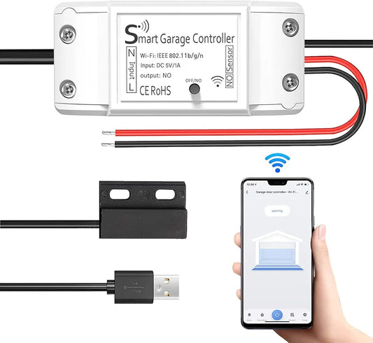 Smart Garage Door Opener, Maxcio WiFi Garage Door Switch, Compatible with Alexa/Google Home, App Control, Timer and Countdown, Operating Recording Available