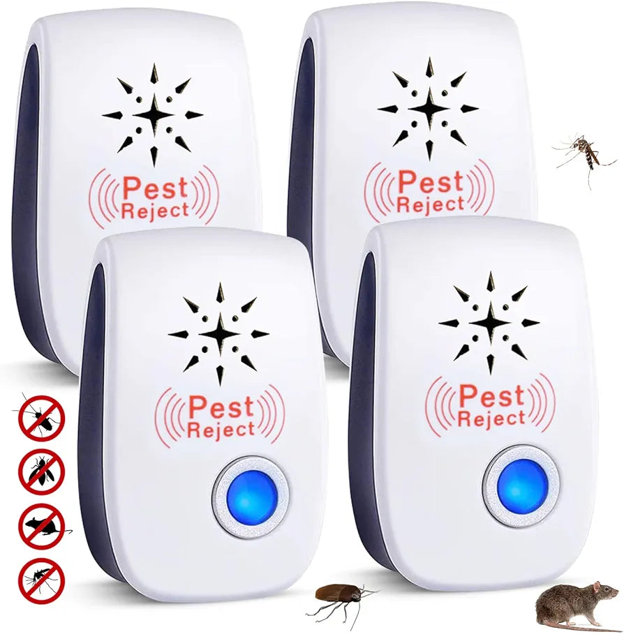 Ultrasonic Pest Repellent, Pack of 4 Insect Repellent Plug in Electronic Ultrasonic Mouse Repellent Indoor Pest Repeller Against Rats, Spiders, Mice, Cockroaches, Mosquitoes and Flies