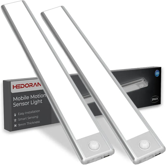 HEDORANCE Under-Unit Light Kitchen Cabinet Lights, LED Motion Sensor with Non-Contact Sensor Ultra Thin Wardrobe Lamps Auto On/Off with Stick-on Magnetic Strip USB Connection