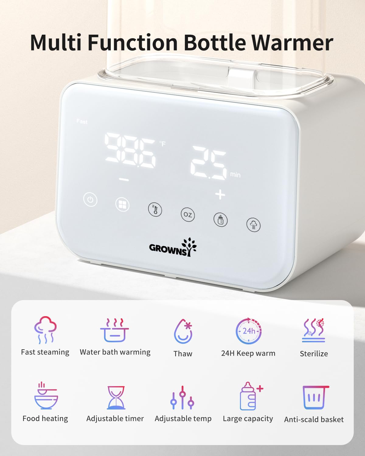 Baby Bottle Warmer, 6-in-1 Fast Baby Bottle Heater&Deforest Warmer for breastmilk, BPA-Free Warmer with LCD Display Automatic