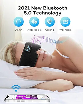 Sleep Headphones, onaEz 2023 Upgraded Bluetooth Sleep Mask, 3D Eye Mask Men Women with Wireless 5.0 Handsfree Bluetooth, Soft Music Sleeping Mask Built-in Speakers Microphone, Light Blocking Blindfold