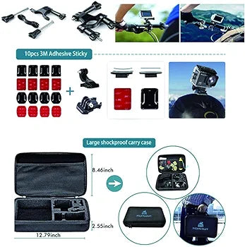 GoPro Hero 12 11 10 9 8 7 6 5 Session 4 3+ 3 2 1 Black Silver Insta360 GO 2 SJ4000/SJ5000/SJ6000 DJI OSMO Action DBPOWER AKASO Xiaomi Yi Apeman Blue