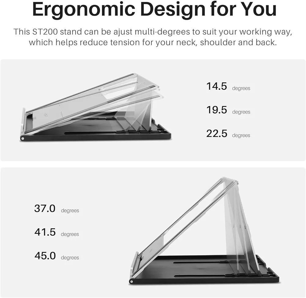 HUION Adjustable Stand Multi-Angle Portable Desk Stand for 10-15.6" Graphics Drawing Monitor Tablet Pen Display, Suitable for Kamvas Pro 16/Pro 12/Pro 13, Kamvas 12/13/16, iPad Pro, Wacom Cintiq