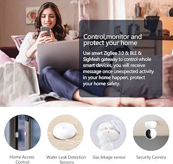 eMylo Zigbee Hub Gateway, 2 in 1 Zigbee 3.0 Bluetooth Tuya Smart Gateway Work with Smart Life and Tuya APP, Compatible with Alexa and Google Assistant, Only Support Tuya Smart Devices