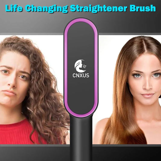 CNXUS Hair Straightener Brush, PTC Heating, Adjustable Temperature, Anti-scald, Automatically Shut Off