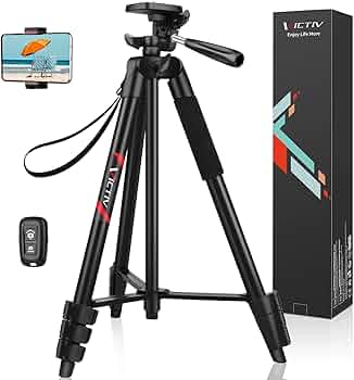 Victiv Aluminum Lightweight Smartphone Tripod for iPhone, Portable Camera DSLR/Action Camera/Samsung with Phone Holder & Control Remote Shutter