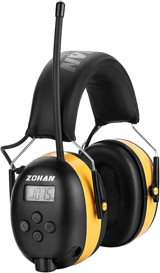 ZOHAN Bluetooth 5.0 Electronic Earmuffs Hearing Protection Noise Reduction FM/AM Ear Protection for Saws NRR25db